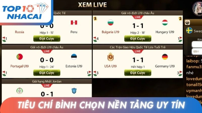 Tiêu chí bình chọn nền tảng cá độ online